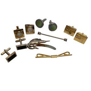 Vintage Mens Cufflinks Tie Clips Collar Bar Lot Silver Gold Tone Swank Unbranded